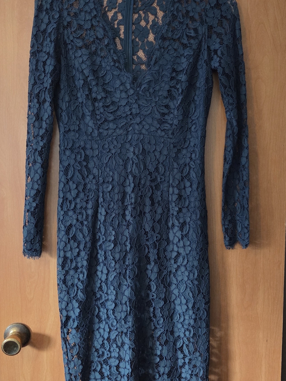 BARDOT Teal Lace Long-Sleeve Midi Dress Size 8 Party Cocktail Elegant